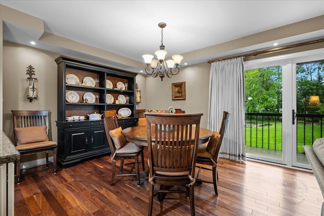 1103 N Mill St Unit 111, Naperville, IL 60563 - dining area with a chandelier, dark wood finished floors, and recessed lighting