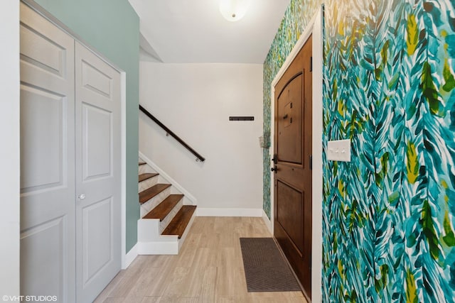 1933 W 22nd Pl, Chicago, IL 60608 - entryway featuring light wood-style flooring and stairs