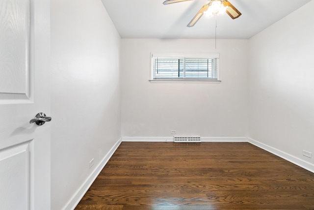 5708 W 82nd Pl, Burbank, IL 60459 - unfurnished room featuring dark wood finished floors, a ceiling fan, and baseboards