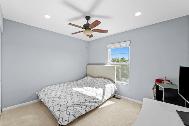 525 Plaza Pl, Aurora, IL 60504 - carpeted bedroom with baseboards, recessed lighting, and a ceiling fan