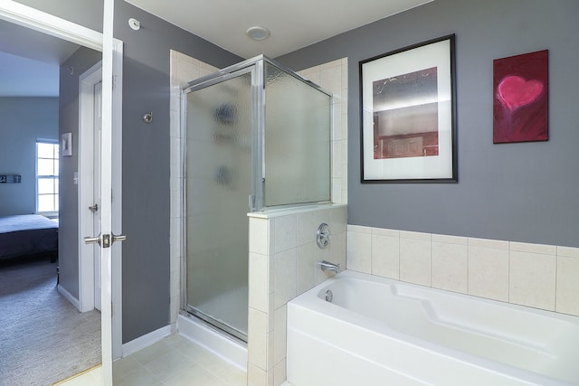2276 Vanderbilt Dr Unit 2276, Geneva, IL 60134 - full bathroom with a stall shower, a bath, and connected bathroom