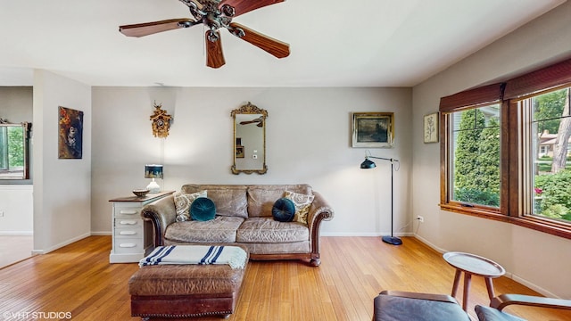 26W029 Hazel Ln, Wheaton, IL 60187 - living room with wood-type flooring and ceiling fan