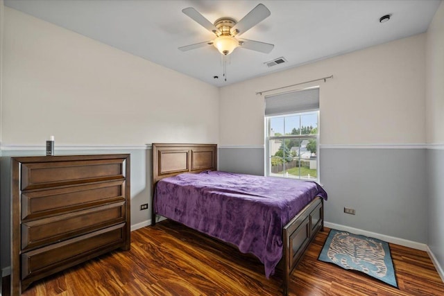 323 Valley Forge Ave, South Elgin, IL 60177 - bedroom with dark wood-style flooring, baseboards, and ceiling fan