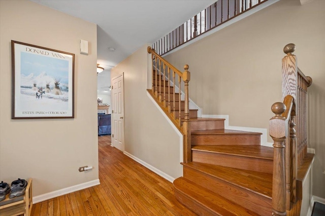 323 Valley Forge Ave, South Elgin, IL 60177 - stairs with baseboards and wood finished floors