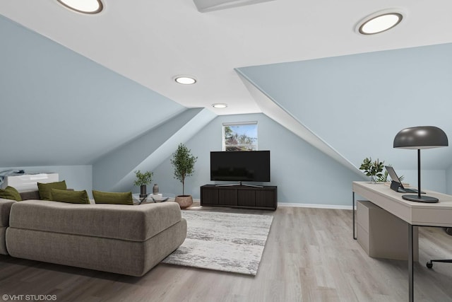 1225 Morgan Ave, La Grange Park, IL 60526 - living room with wood finished floors, vaulted ceiling, and recessed lighting