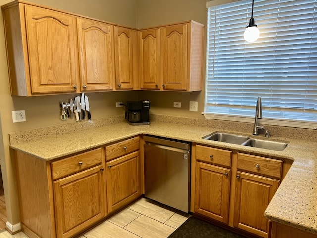 7 Ivy Ct, South Elgin, IL 60177 - kitchen with dishwasher, light stone counters, and decorative light fixtures