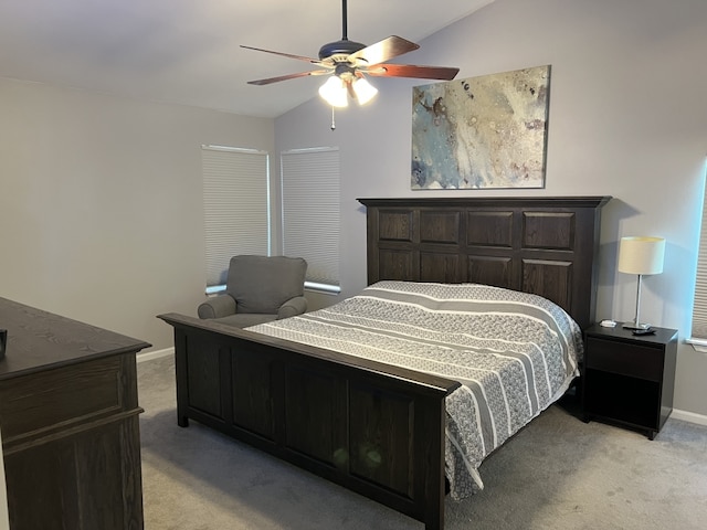 7 Ivy Ct, South Elgin, IL 60177 - bedroom featuring light colored carpet, vaulted ceiling, and ceiling fan