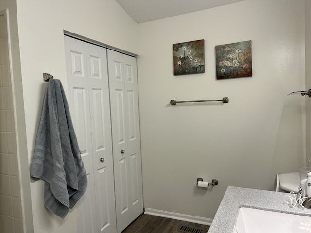 7 Ivy Ct, South Elgin, IL 60177 - bathroom with a closet, wood finished floors, and vanity