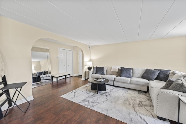 15715 Deerfield Ct Unit 1S, Orland Park, IL 60462 - living room with arched walkways and wood finished floors
