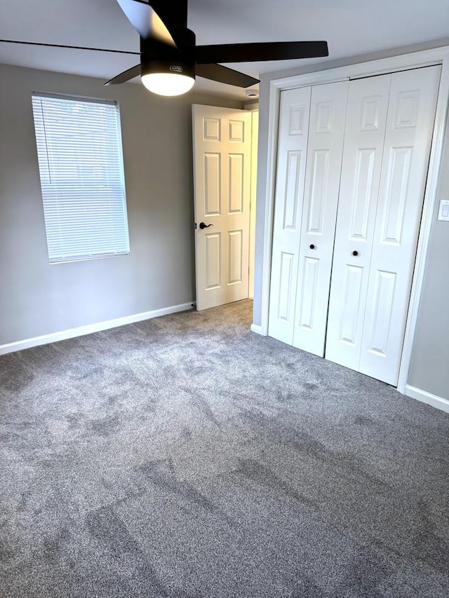2407 Burbank St, Joliet, IL 60435 - unfurnished bedroom featuring carpet, a closet, baseboards, and a ceiling fan