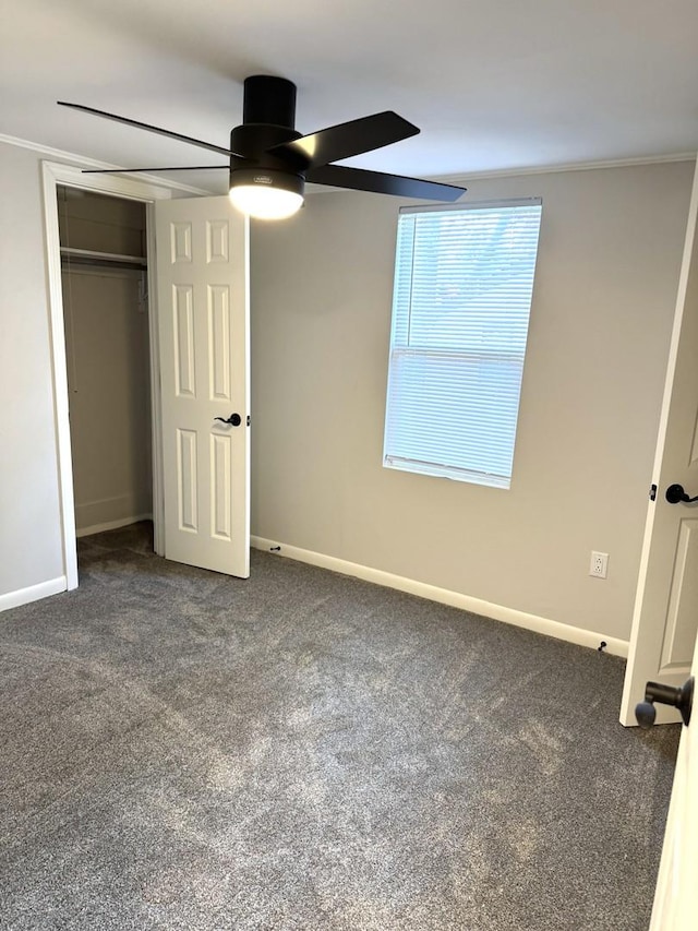 2407 Burbank St, Joliet, IL 60435 - unfurnished bedroom with carpet floors, baseboards, a closet, and ceiling fan