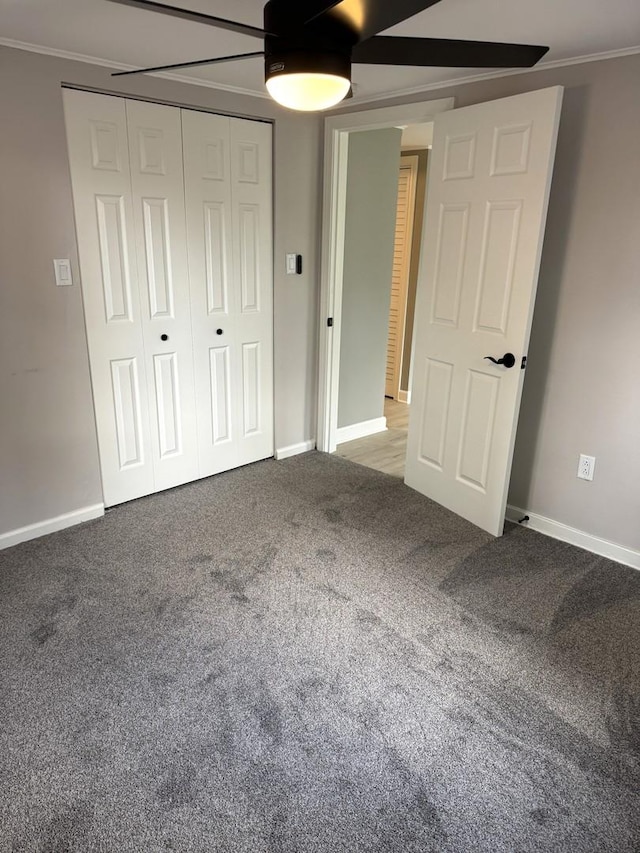 2407 Burbank St, Joliet, IL 60435 - unfurnished bedroom with carpet floors, ornamental molding, a closet, and baseboards