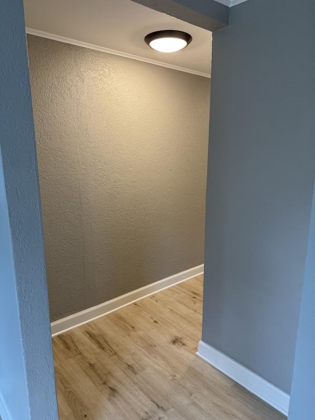 2407 Burbank St, Joliet, IL 60435 - spare room with wood finished floors, crown molding, baseboards, and a textured wall