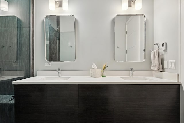 1110 N Marshfield Ave Unit 2, Chicago, IL 60622 - full bathroom featuring double vanity and a tile shower