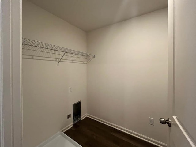 1025 Leeward Ln, Pingree Grove, IL 60140 - laundry area with dark wood finished floors, baseboards, and hookup for an electric dryer
