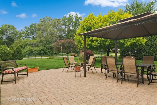 717 Burris Ave, Lake Bluff, IL 60044 - view of patio / terrace with outdoor dining area, a gazebo, and view of wooded area