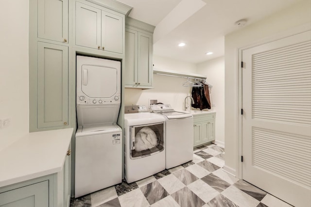 2430 Hastings Ave, Evanston, IL 60201 - washroom with cabinet space, washing machine and clothes dryer, and recessed lighting