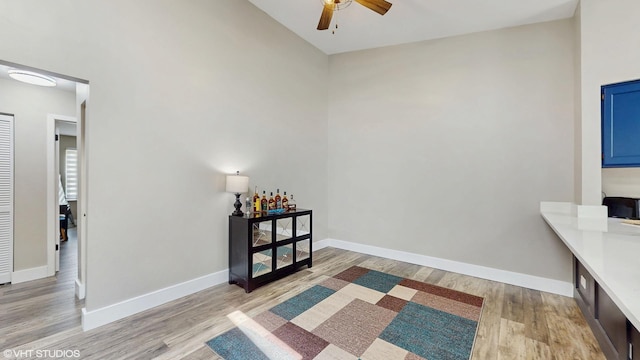 267 Juniper Cir, Streamwood, IL 60107 - home office featuring ceiling fan, light wood-style flooring, and baseboards