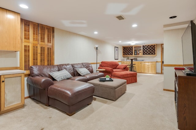 218 Delnor Ave, Saint Charles, IL 60174 - living area with bar, light carpet, and recessed lighting