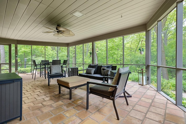 218 Delnor Ave, Saint Charles, IL 60174 - sunroom with ceiling fan and an outdoor living space