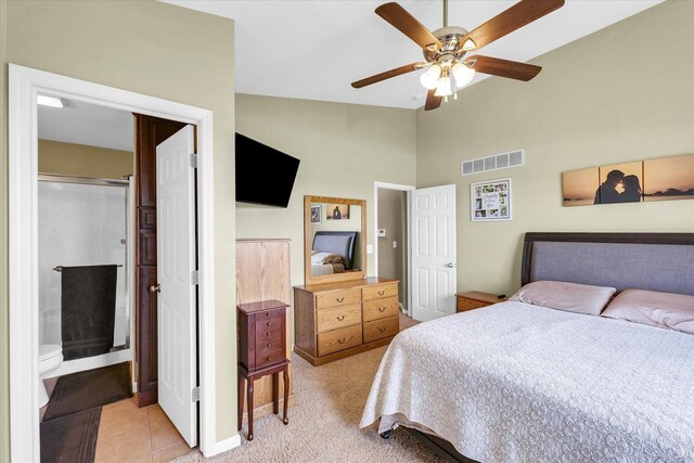 1321 W Ridge Ln, Champaign, IL 61822 - bedroom featuring high vaulted ceiling, a ceiling fan, and baseboards