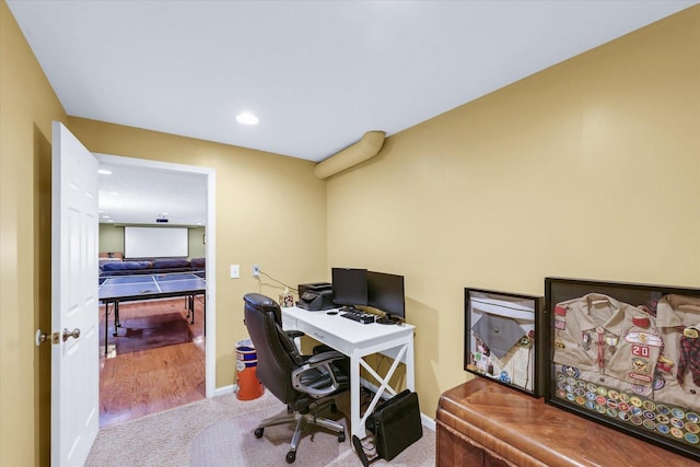 1321 W Ridge Ln, Champaign, IL 61822 - home office with carpet floors, baseboards, and recessed lighting
