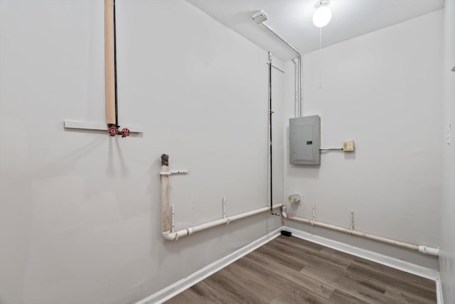 21643 Merrill Ave, Sauk Village, IL 60411 - washroom with electric panel, wood finished floors, and baseboards