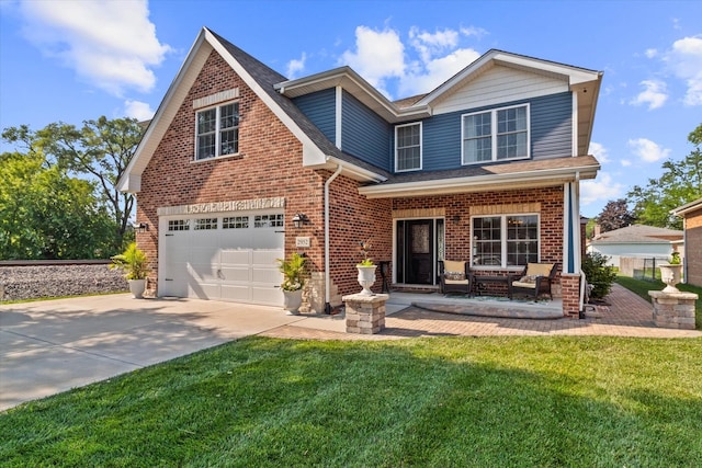 2952 W 100th Pl, Evergreen Park, IL 60805 - traditional home with driveway, brick siding, an attached garage, and a front yard