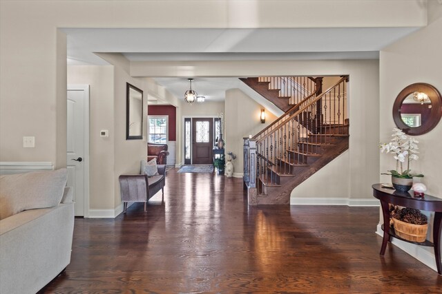 2952 W 100th Pl, Evergreen Park, IL 60805 - entrance foyer featuring stairway, baseboards, and wood finished floors