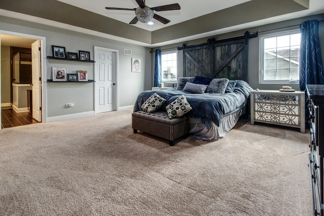 1472 S Saddlebrook Ln, Minooka, IL 60447 - bedroom featuring carpet flooring, a raised ceiling, baseboards, and a ceiling fan