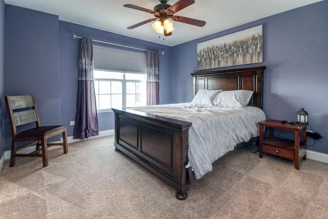 1472 S Saddlebrook Ln, Minooka, IL 60447 - bedroom featuring baseboards, light carpet, and a ceiling fan