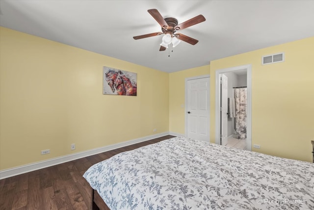 7530 Inverway Dr, Lakewood, IL 60014 - bedroom featuring baseboards, wood finished floors, and a ceiling fan