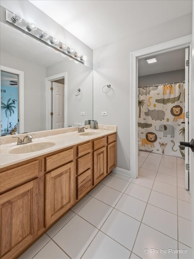 7530 Inverway Dr, Lakewood, IL 60014 - full bathroom with tile patterned floors and double vanity