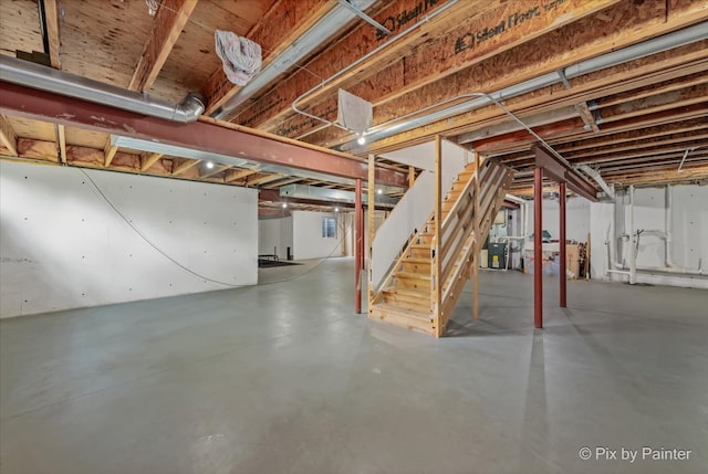 7530 Inverway Dr, Lakewood, IL 60014 - unfinished basement featuring stairway