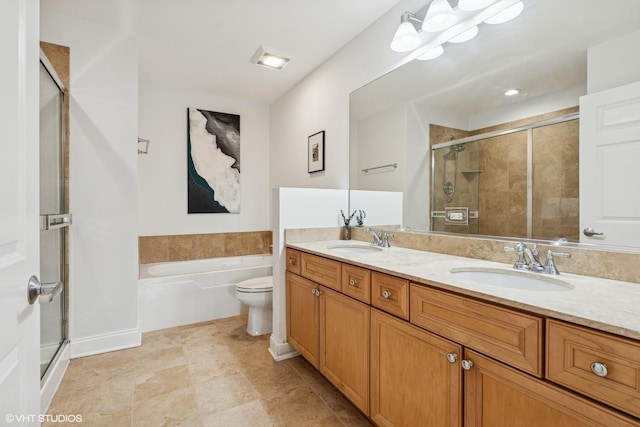 1001 W Madison St Unit 211, Chicago, IL 60607 - full bath featuring a stall shower, a garden tub, double vanity, and toilet