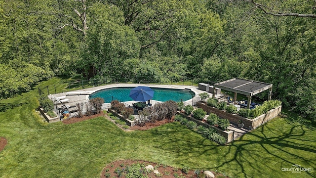 5N477 Curling Pond Rd, Wayne, IL 60184 - swimming pool with a view of trees, a fenced backyard, and a garden