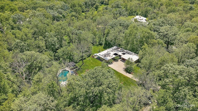 5N477 Curling Pond Rd, Wayne, IL 60184 - view from above of property with a forest and a pool area