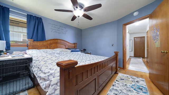 113 Maple Ave, Mount Morris, IL 61054 - bedroom with light wood finished floors and a ceiling fan