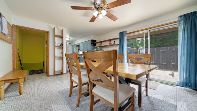 113 Maple Ave, Mount Morris, IL 61054 - dining space with a ceiling fan and light colored carpet