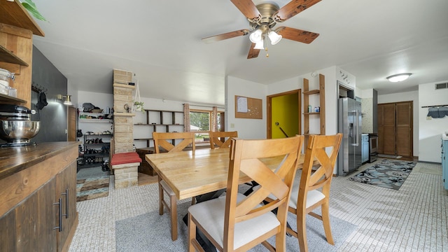 113 Maple Ave, Mount Morris, IL 61054 - dining room featuring a ceiling fan and light tile patterned floors