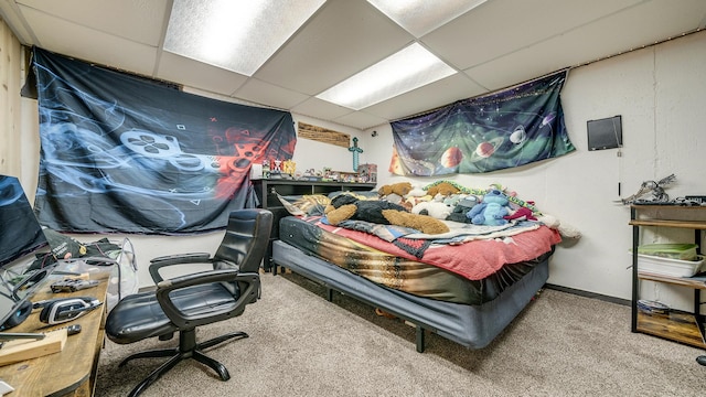 113 Maple Ave, Mount Morris, IL 61054 - carpeted bedroom with a drop ceiling and an office area