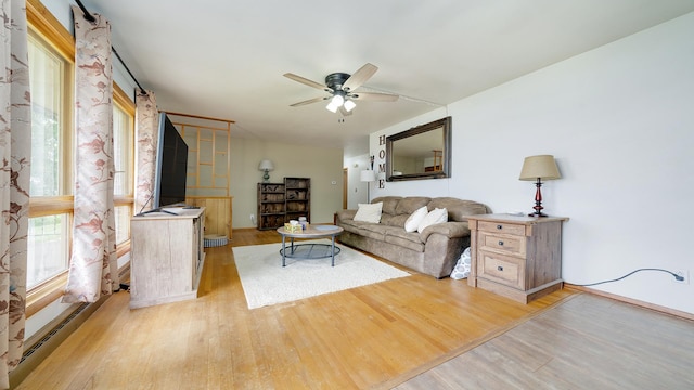 113 Maple Ave, Mount Morris, IL 61054 - living area featuring light wood finished floors and ceiling fan