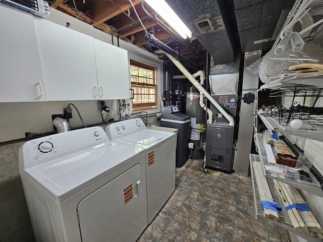 5S426 Columbia St, Naperville, IL 60563 - washroom featuring washer and dryer, cabinet space, and water heater