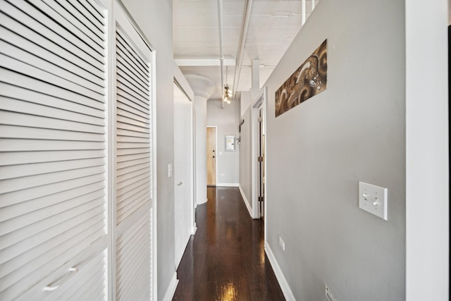 1524 S Sangamon St Unit 512, Chicago, IL 60608 - hallway with beam ceiling, dark wood-style floors, and baseboards