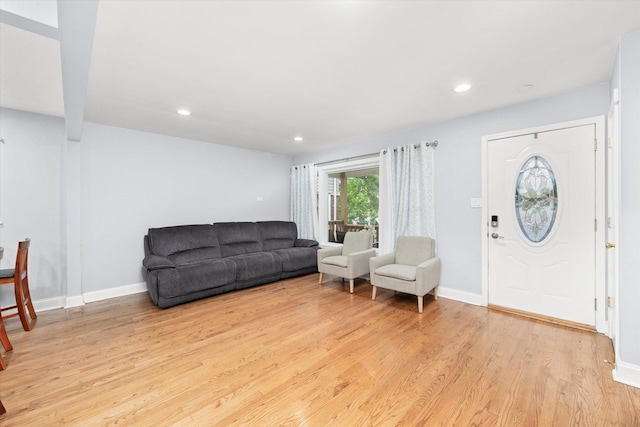 5642 W Dakin St, Chicago, IL 60634 - foyer entrance featuring light wood-style floors, baseboards, and recessed lighting