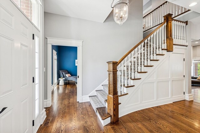 16 Tuttle Ave, Clarendon Hills, IL 60514 - foyer entrance featuring stairs, wood finished floors, and baseboards