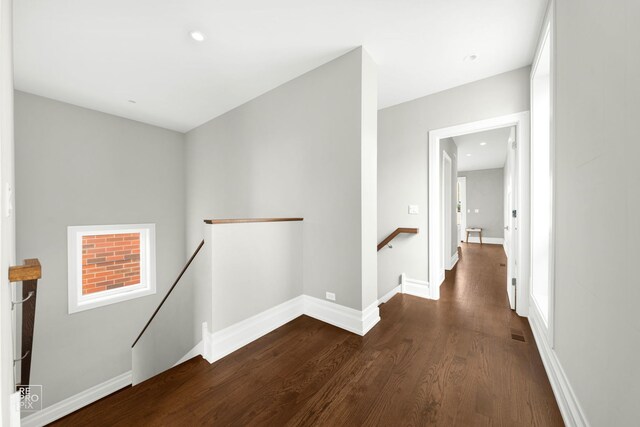 1448 W Chestnut St Unit 3, Chicago, IL 60642 - hall featuring an upstairs landing, wood finished floors, baseboards, and plenty of natural light