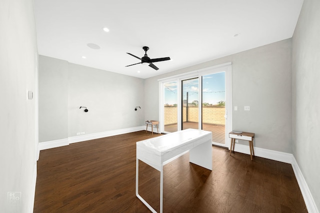 1448 W Chestnut St Unit 3, Chicago, IL 60642 - empty room featuring baseboards, dark wood-style flooring, and a ceiling fan