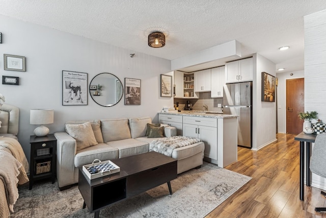 480 N Mcclurg Ct Unit 807, Chicago, IL 60611 - living area featuring light wood-type flooring, a textured ceiling, and baseboards