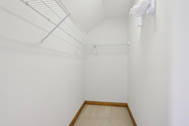 548 Asbury Dr, Aurora, IL 60502 - walk in closet featuring light carpet and lofted ceiling